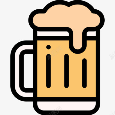 啤酒嘉年华24线性颜色图标图标