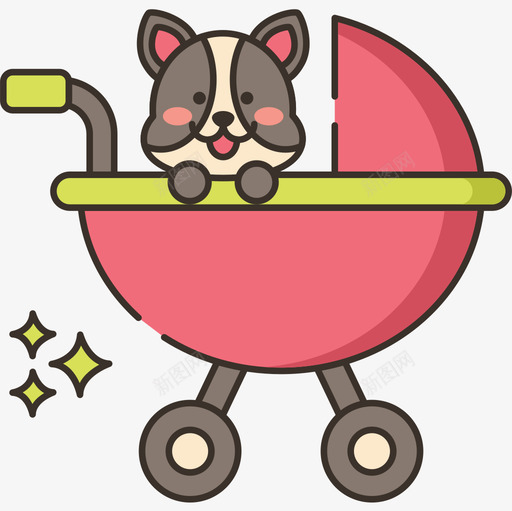 婴儿车宠物美容线性颜色图标svg_新图网 https://ixintu.com 婴儿车 宠物美容 线性 颜色