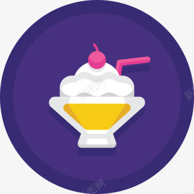 冰淇淋咖啡63圆形扁平图标图标