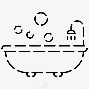 浴室泡泡淋浴图标图标