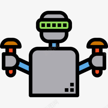 虚拟现实游戏虚拟现实数字线性彩色图标图标