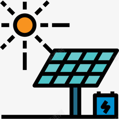 太阳能电池板工业50线性颜色图标图标