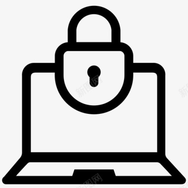 笔记本电脑锁加密网络安全图标图标