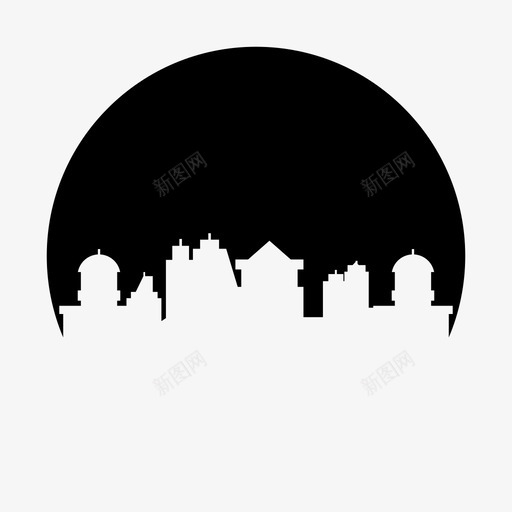 天际线建筑城市图标svg_新图网 https://ixintu.com 城市 城市圈形状 塔楼 天际线 市中心 建筑