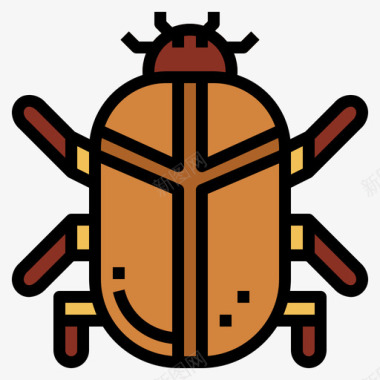 甲虫埃及29线形颜色图标图标
