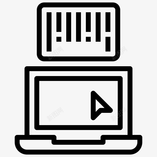 笔记本电脑条形码和二维码3线性图标svg_新图网 https://ixintu.com 二维 条形码 电脑 笔记本 线性