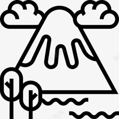 富士山日本28直线图标图标