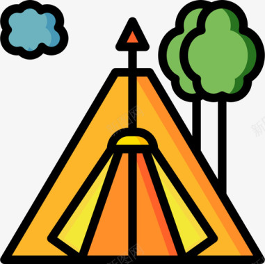 帐篷露营101线性颜色图标图标