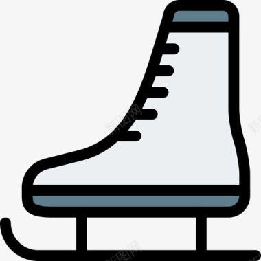 溜冰鞋冬季30线性颜色图标图标