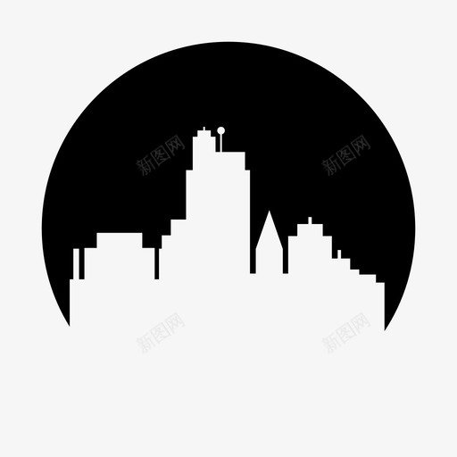 天际线建筑城市图标svg_新图网 https://ixintu.com 办公室 城市 城市圈形状 天际线 建筑