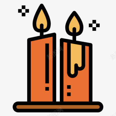 蜡烛按摩和水疗3线性颜色图标图标