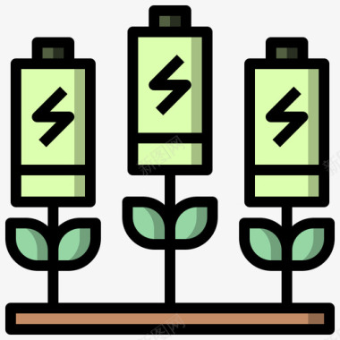电池可持续能源24线性颜色图标图标