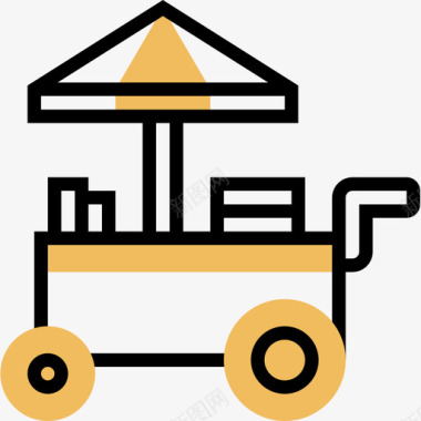 小亭街头食品和食品卡车司机3黄色阴影图标图标