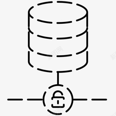 锁定数据库安全网络托管虚线图标图标