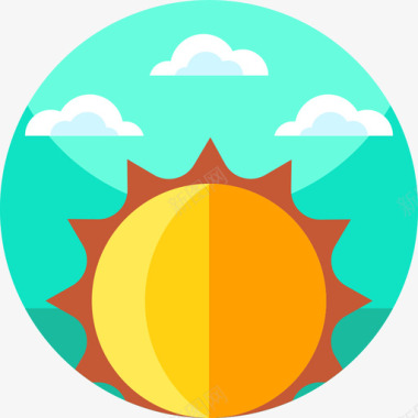 太阳天气205平坦图标图标