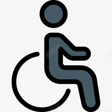 轮椅基本图标5线性颜色图标