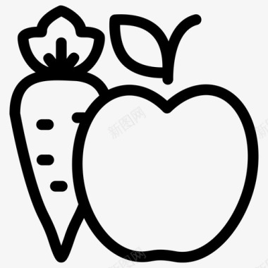 水果和蔬菜苹果胡萝卜图标图标