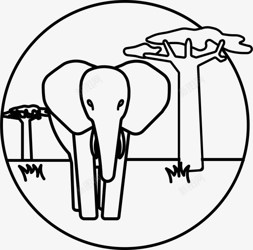 大象非洲动物图标svg_新图网 https://ixintu.com 动物 大象 津巴布韦 猴面包树 非洲