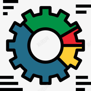 齿轮工业50线性颜色图标图标