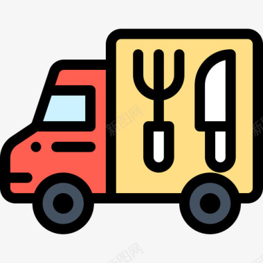 送货车食品运送16线性颜色图标图标