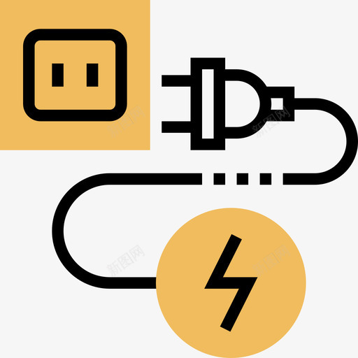 插座核5黄色阴影图标svg_新图网 https://ixintu.com 插座 阴影 黄色