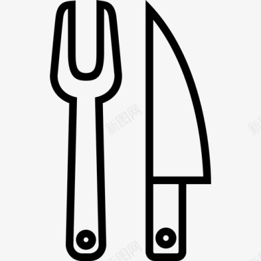 雕刻叉和刀厨房工具图标图标