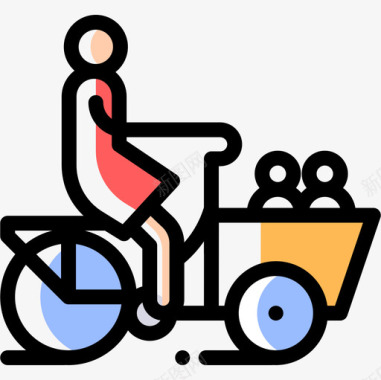 自行车荷兰9颜色省略图标图标