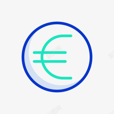 欧元符号货币12轮廓颜色图标图标