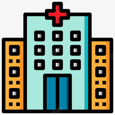 医院城市元素44线性颜色图标图标