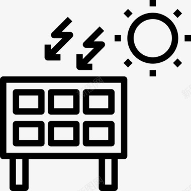 太阳能电池板工业12线性图标图标