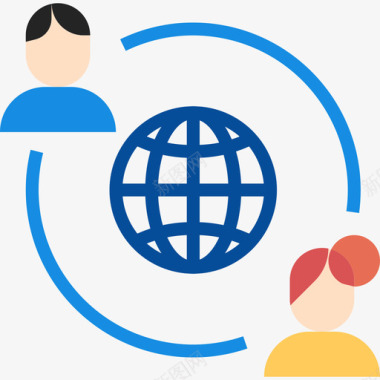全球网络通信连接4扁平图标图标