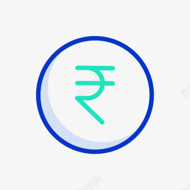 印度货币12轮廓颜色图标图标