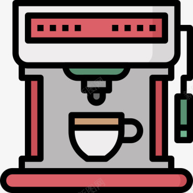 咖啡机家用电器13线性颜色图标图标