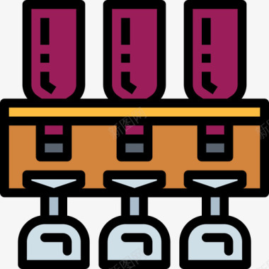 葡萄酒食品饮料3线性颜色图标图标