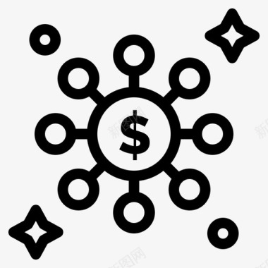 美元创业网络开发图标图标