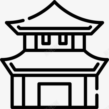 中国式住宅房屋类型16直线式图标图标