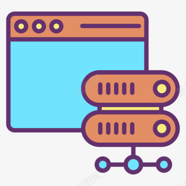 服务器网站服务器和主机4线性颜色图标图标