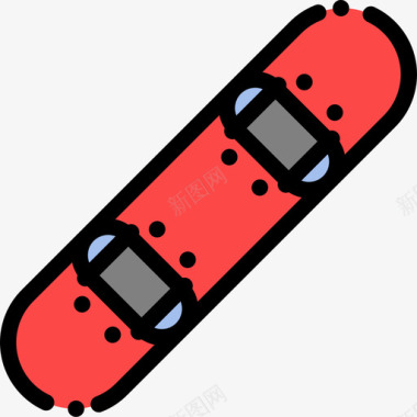 滑雪板极限运动19线性颜色图标图标