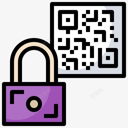 锁条形码和二维码2线性颜色图标svg_新图网 https://ixintu.com 条形码和二维码2 线性颜色 锁