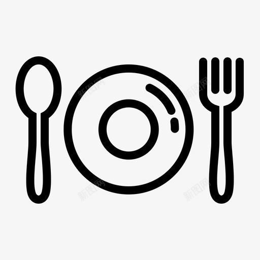 采购产品餐具叉子厨房用具图标svg_新图网 https://ixintu.com 勺子 厨房用具 厨房设备线样式 叉子 盘子 采购产品餐具 餐具