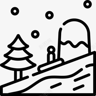 雪橇冬季运动17直线型图标图标