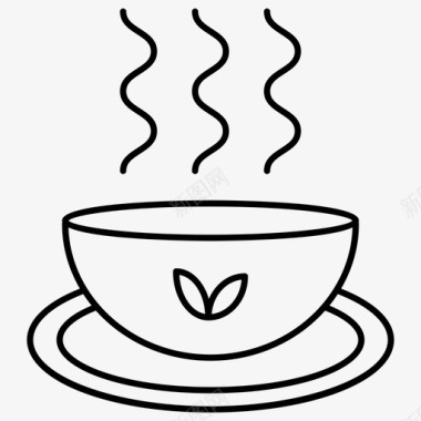 热茶马克杯咖啡店轮廓图标图标
