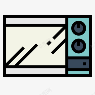 微波炉家具113线性颜色图标图标