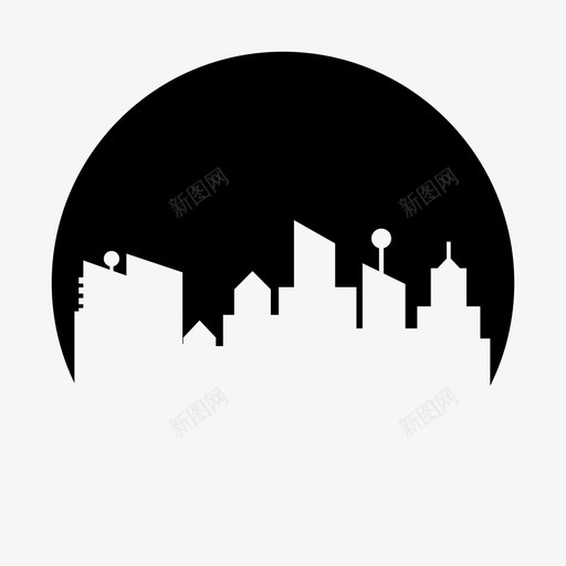 天际线建筑城市图标svg_新图网 https://ixintu.com 城市 城市圈形状 塔楼 天际线 市中心 建筑