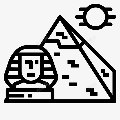 吉萨金字塔埃及地标图标svg_新图网 https://ixintu.com 人面 吉萨 地标 埃及 狮身 轮廓 金字塔 面像