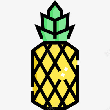 菠萝巴西嘉年华19线性颜色图标图标