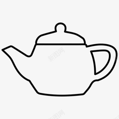 水壶茶壶咖啡店轮廓图标图标