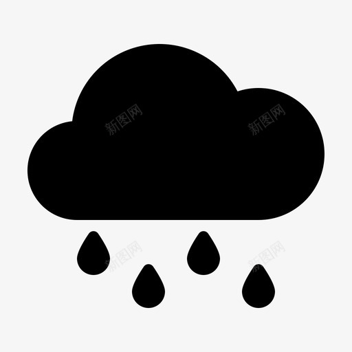 雨天气天气预报图标svg_新图网 https://ixintu.com 天气 天气预报 天气预报字形 雨