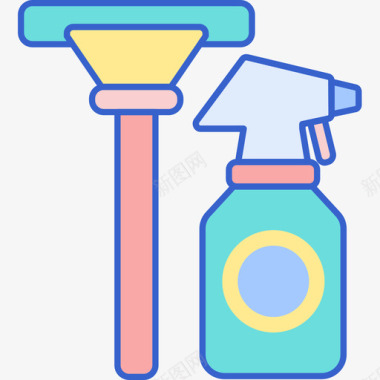 玻璃清洁剂洗车机线性颜色图标图标