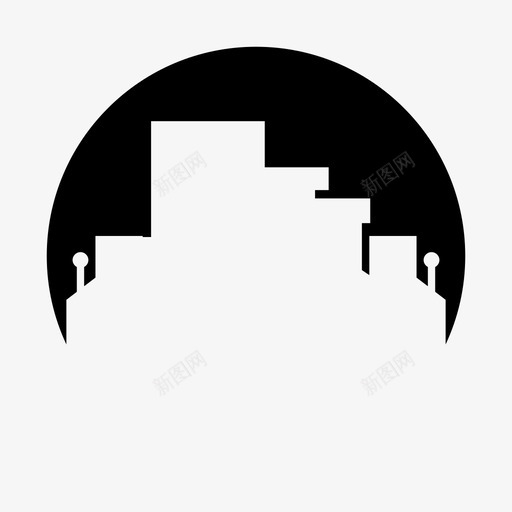 天际线建筑城市图标svg_新图网 https://ixintu.com 城市 城市圈形状 塔楼 天际线 市中心 建筑